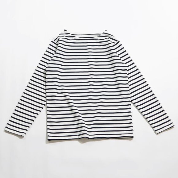 Japanese Black And White Striped Boat Neck T-Shirt - Siz S - Picture 1 of 6